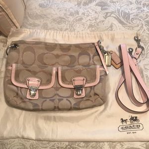 Coach Beige and Pink Purse with Two Pockets